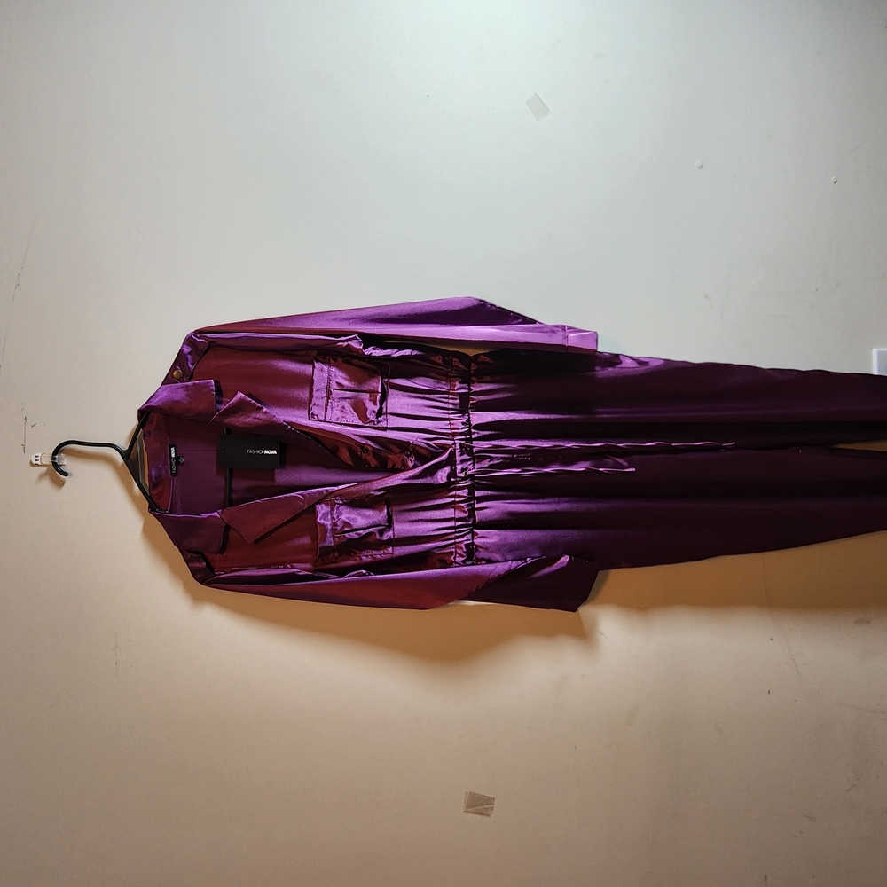 Satin Utility Jacket in Deep Plum - Fashion Nova
